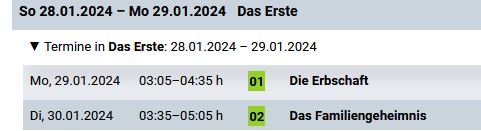 Ausstrahlungstermine Weingut Wader Jan 2024 ARD